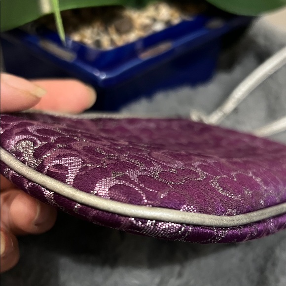 Coach Signature Y2K Lurex Purple and Silver Patterned Wristlet EUC retail $149 - Picture 4 of 8